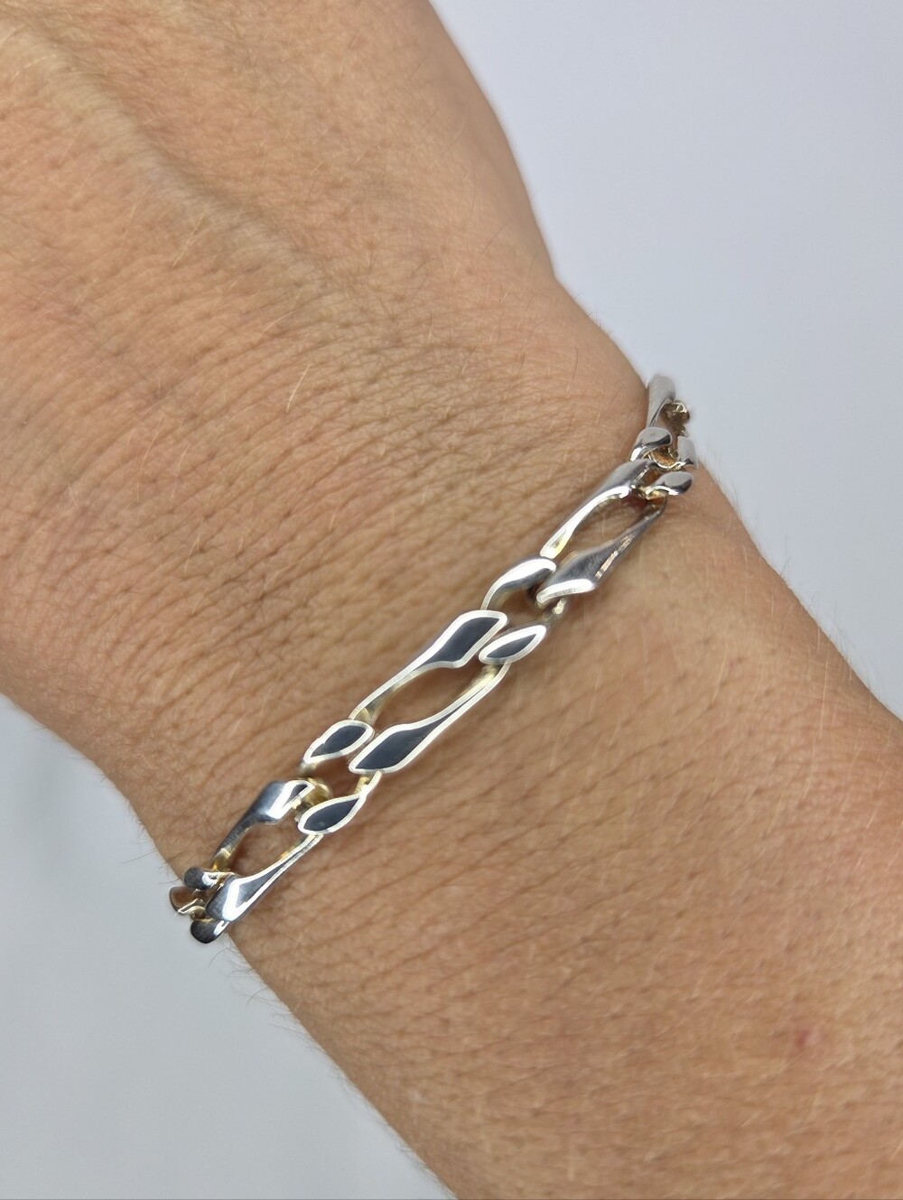 Sterling Silver Figaro Link Bracelet - Silver